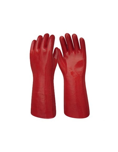 GUANTES PVC ROJO PUÑO CORTO 30 CM