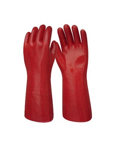 GUANTES PVC ROJO PUÑO LARGO 35 CM
