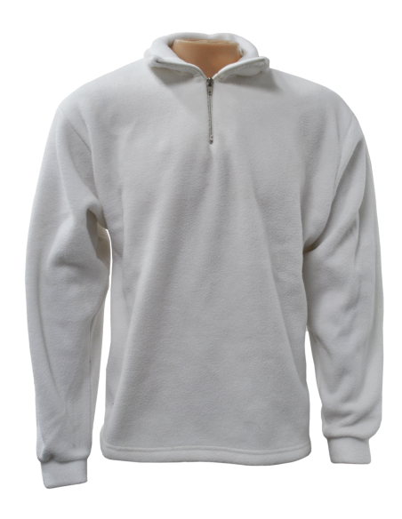 (*) BUZO POLAR BLANCO CON CUELLO Y CIERRE TALLE XXL