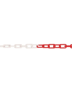 CADENA PLASTICA ROJA Y BLANCA 50 X 30 MM X 50 CM POR METRO