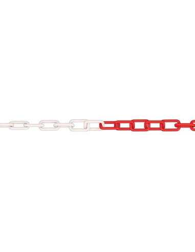 CADENA PLASTICA ROJA Y BLANCA 50 X 30 MM X 50 CM POR METRO