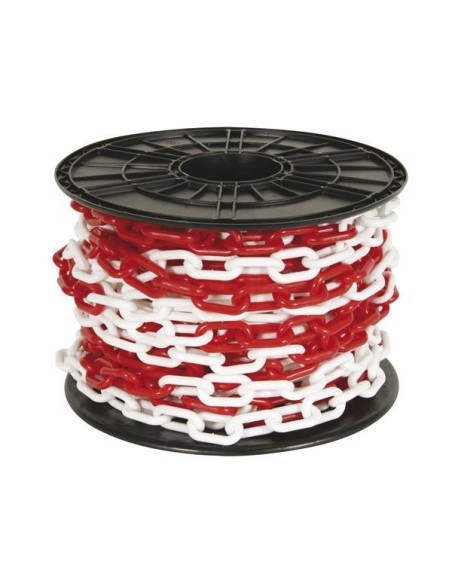 CADENA PLASTICA ROJA Y BLANCA 50 X 30 MM X 50 CM POR METRO