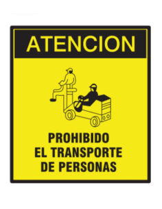 (*) CARTEL 40 X 45 - N° 306 - ATENCION PROHIBIDO EL TRANSPORTE DE PERSONAS CE-30640X45
