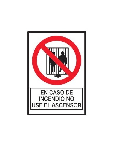 (*) CARTEL 19 X 27 - N° 175 - EN CASO DE INCENDIO NO USAR EL ASCENSOR CE-140
