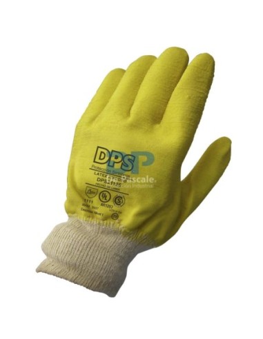 (*) GUANTES LATEX DPS RUGOSO AMARILLO PUÑO DE ALGODON DPS21125