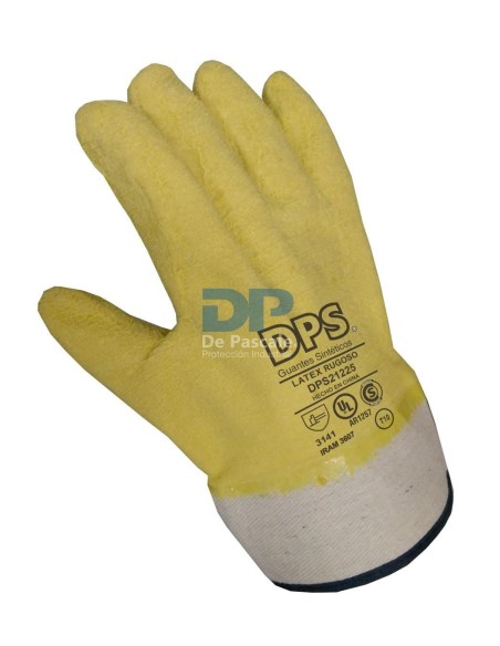 (*) GUANTES LATEX DPS RUGOSO AMARILLO PUÑO DE LONA DPS21225