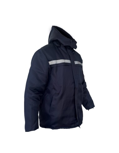 CAMPERA TELA TRUCKER AZUL CON REFLECTIVO GRIS TALLE S
