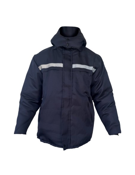 CAMPERA TELA TRUCKER AZUL CON REFLECTIVO GRIS TALLE S