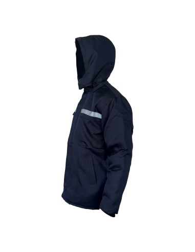 CAMPERA TELA TRUCKER AZUL CON REFLECTIVO GRIS TALLE M