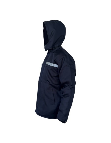 CAMPERA TELA TRUCKER AZUL CON REFLECTIVO GRIS TALLE L