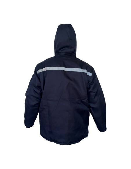 CAMPERA TELA TRUCKER AZUL CON REFLECTIVO GRIS TALLE L