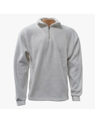 (*) BUZO POLAR BLANCO CON CUELLO Y CIERRE TALLE XL