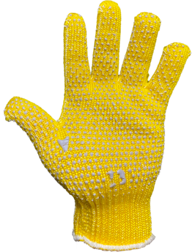 GUANTES TEJIDOS ALGODON DOBLE FAZ ORO MOTEADO TALLE 8 VTA POR CTA Y ORDEN GPM026