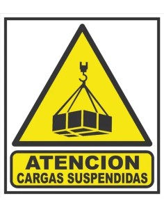 (*) CARTEL 40 X 45 - N° 27 - ATENCION CARGAS SUSPENDIDAS CE-02740X45