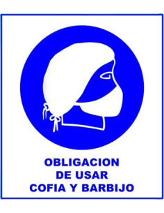 (*) CARTEL 40 X 45 - N° 15 - OBLIGLIGACION USAR COFIA Y BARBIJO CE-01540X45
