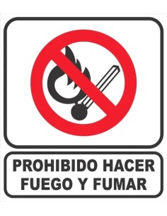 (*) CARTEL 40 X 45 - N° 41 - PROHIBIDO HACER FUEGO Y FUMAR CE-04140X45