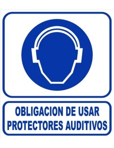 CARTEL 40 X 45 - N° 05 - OBLIGLIGACION USAR PROTECCION AUDITIVA CE-00540X45