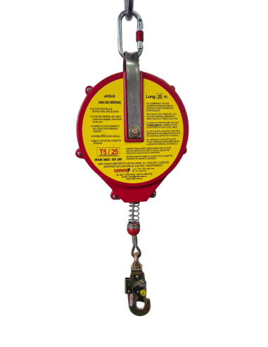 (*)  SALVACAIDAS RETRACTIL T5 CABLE DE ACERO GALVANIZADO X 25MTS CARAN