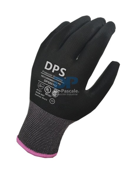 (D) GUANTES TEJIDOS DPS BAÑO PU NEGRO TALLE 9 DPS85194
