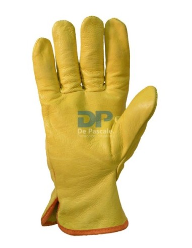 (D) GUANTES VAQUETA DPS MEDIO PASEO PUÑO ELASTIZADO TALLE 9 CON LOGO 221024