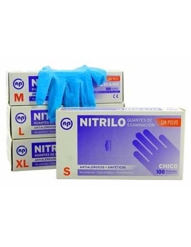 GUANTES NITRILO DESCARTABLE AZUL TALLE L/8 CAJA X 100 UNIDADES