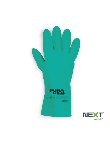 GUANTE NEXT SAFETY ACRILO NITRILO VERDE FLOCADO PURACHEM NITRILIC TALLE 8/M 11.200