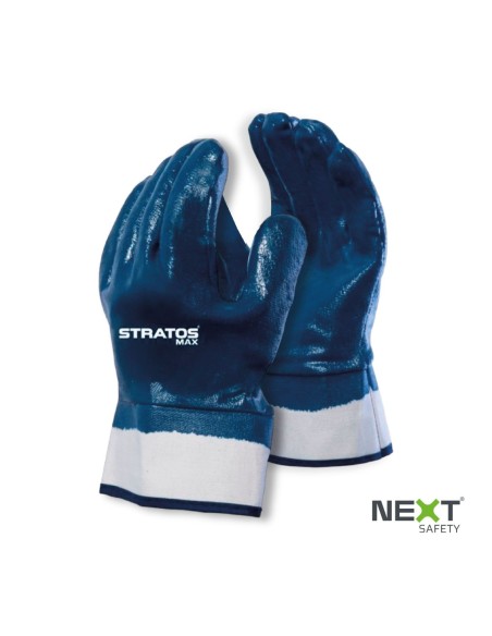 GUANTE NEXT SAFETY NITRILO AZUL PUÑO DE LONA STRATOS MAX TALLE 9/L 28.210